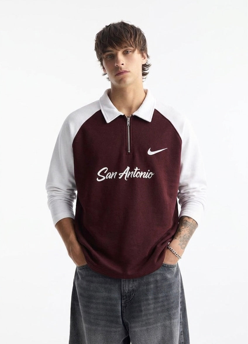 Men’s Contrast Raglan Quarter-Zip Sweatshirt