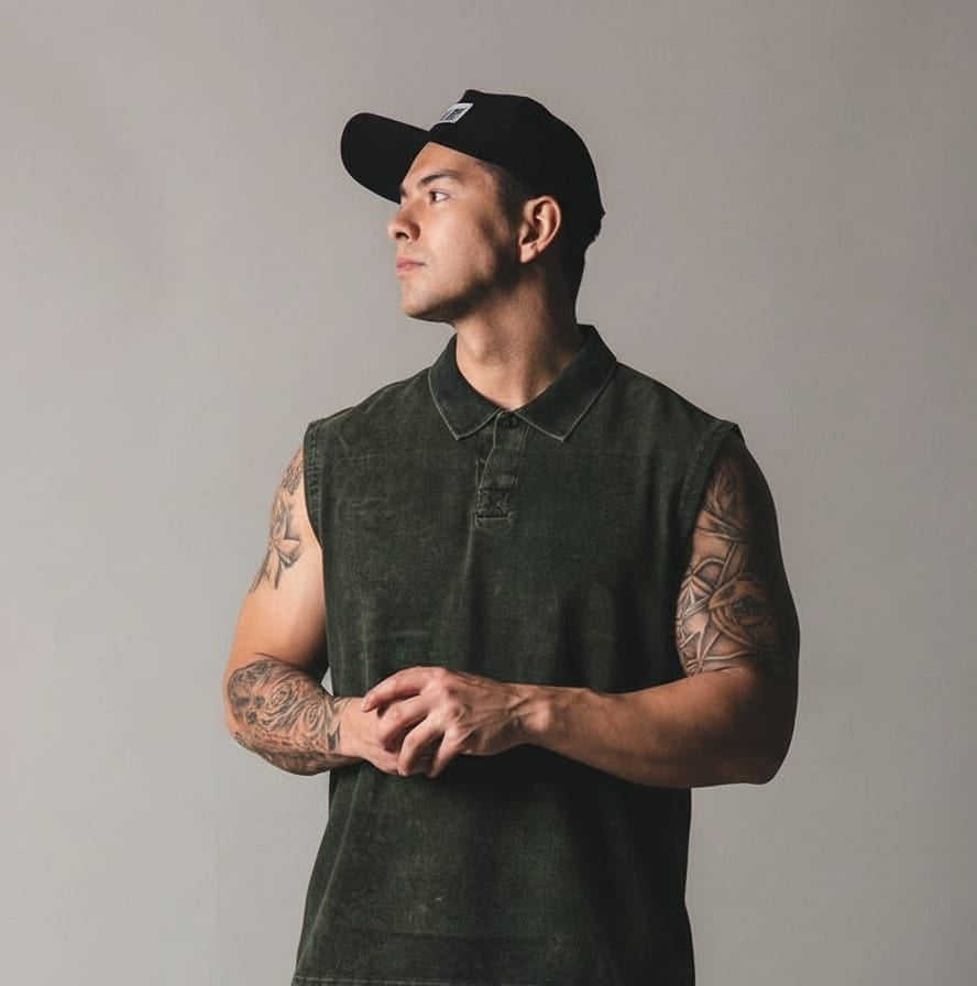 Raw-Cut Athletic Polo "Pump Cover"